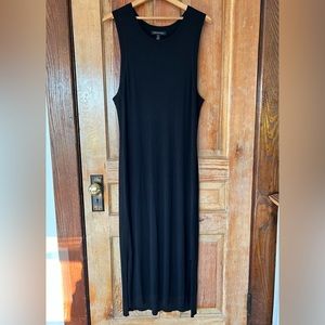 XL Tall Black Ribbed Column Maxi Dress